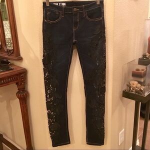I & M JEANS Kitty Nono Dark Blue Lace Jeans Size 3